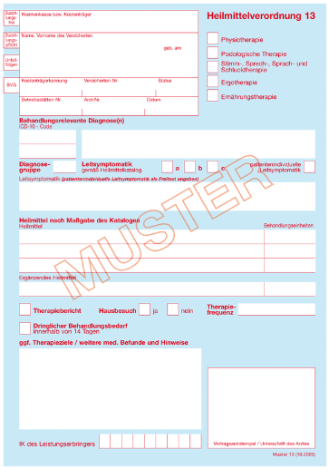 Muster einer logopädischen Heilmittelverordnung